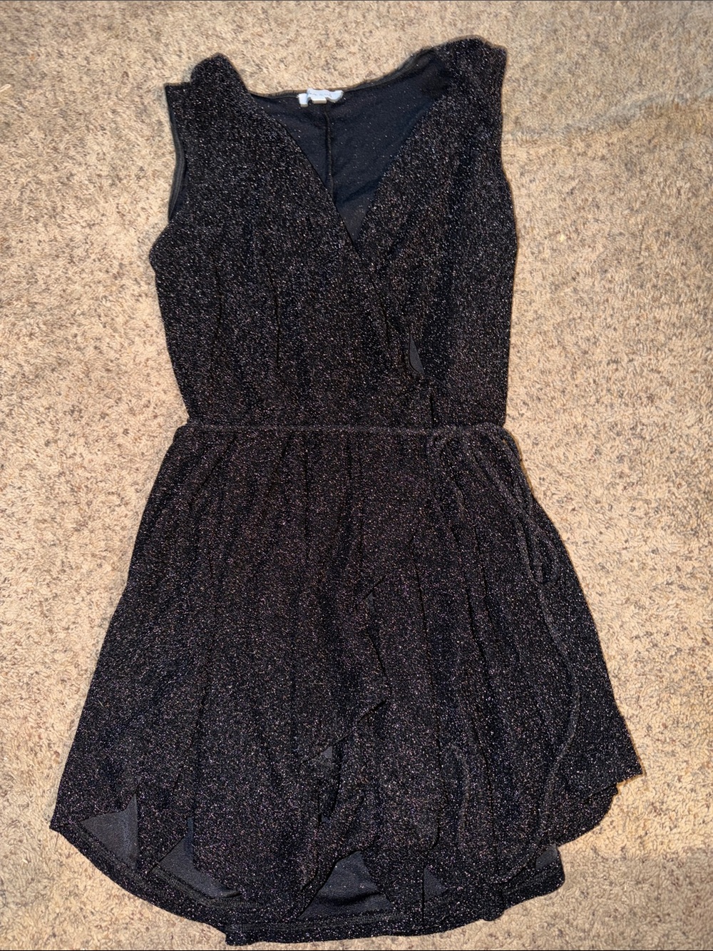 white birch Black Sparkle Sleeveless Romper